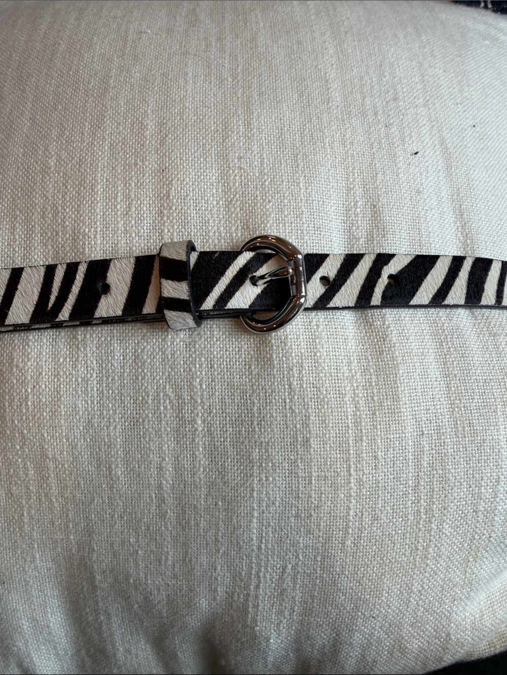 Banana Republic Zebra-Print Leather Belt - Black & White